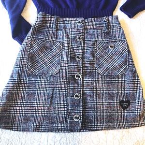 PINKLATTE Plaid button down felt warm mini skirt